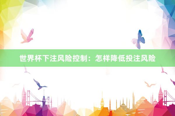 世界杯下注风险控制：怎样降低投注风险