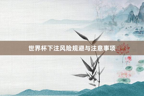 世界杯下注风险规避与注意事项