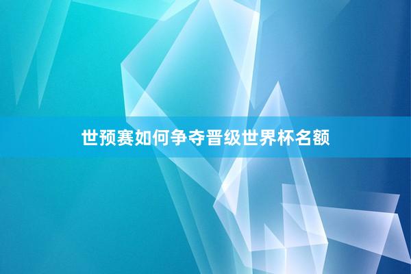 世预赛如何争夺晋级世界杯名额